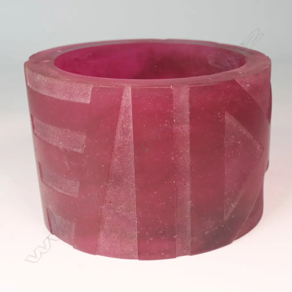 SHARON HALL, RASBERRY CAST GLASS CYLINDER, 200/400, 170 x160 x 120mm Image 1++