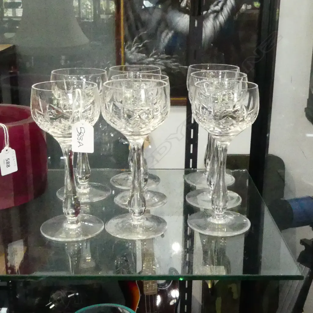 SET OF 8 STUART CRYSTAL WINE HOCK GLASSES, H.175MM    Image 1++
