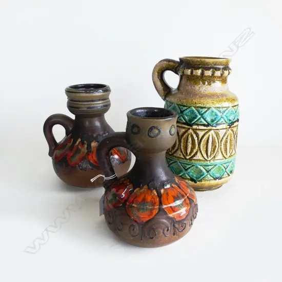 3 PCES POTTERY; W. GERMAN & 2 OTHER H.255mm
