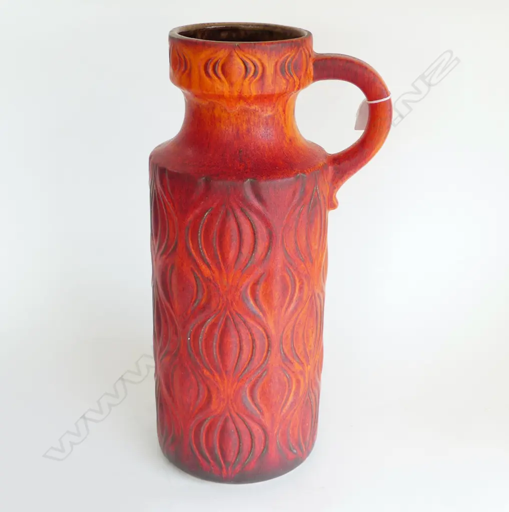 LARGE WEST GERMAN 1950S FLOORVASE BRIGHT RED/ORANGE, H.450mm Image 1++