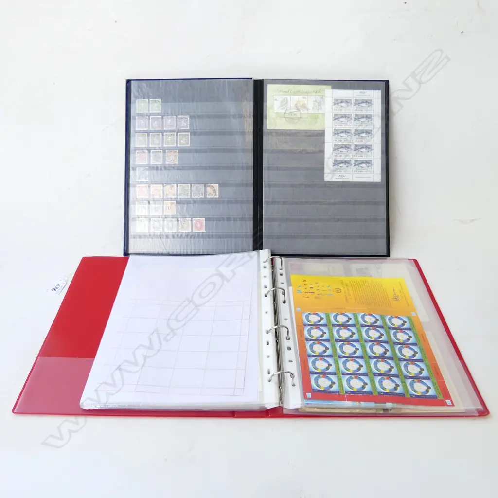 2 STAMP ALBUMS DANISH VINTAGE WORLD STAMPS & SHEETS OF UNUSED CHRISTMAS STAMPS ETC Image 1++