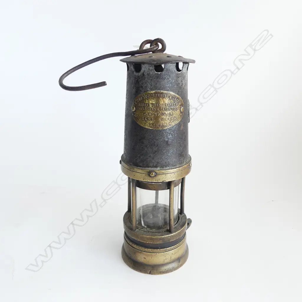 VINTAGE 'ABBOT ROBY & NAYLOR' MINERS LAMP; H.355mm Image 1++