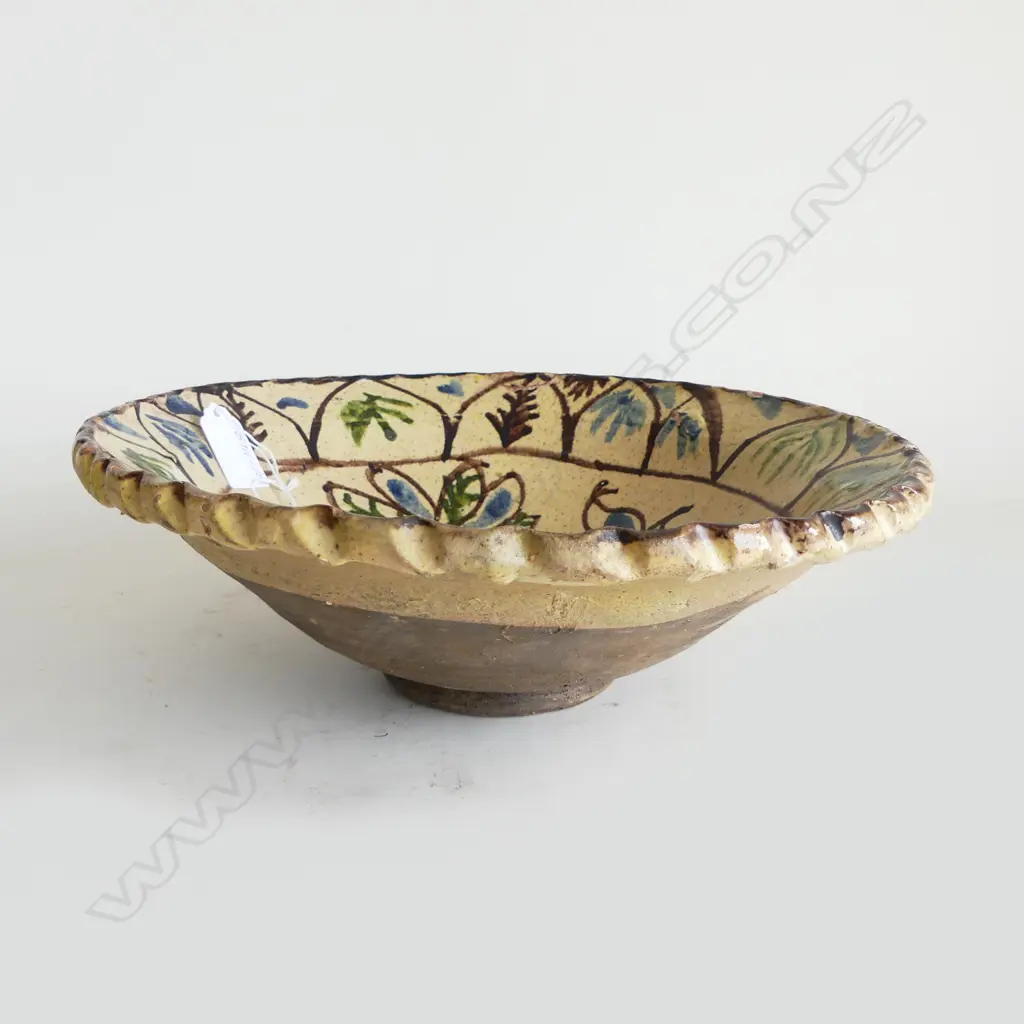 CREAM FRENCH PROVINCIAL BOWL w FLORAL MOTIF DIA.280mm Image 1++