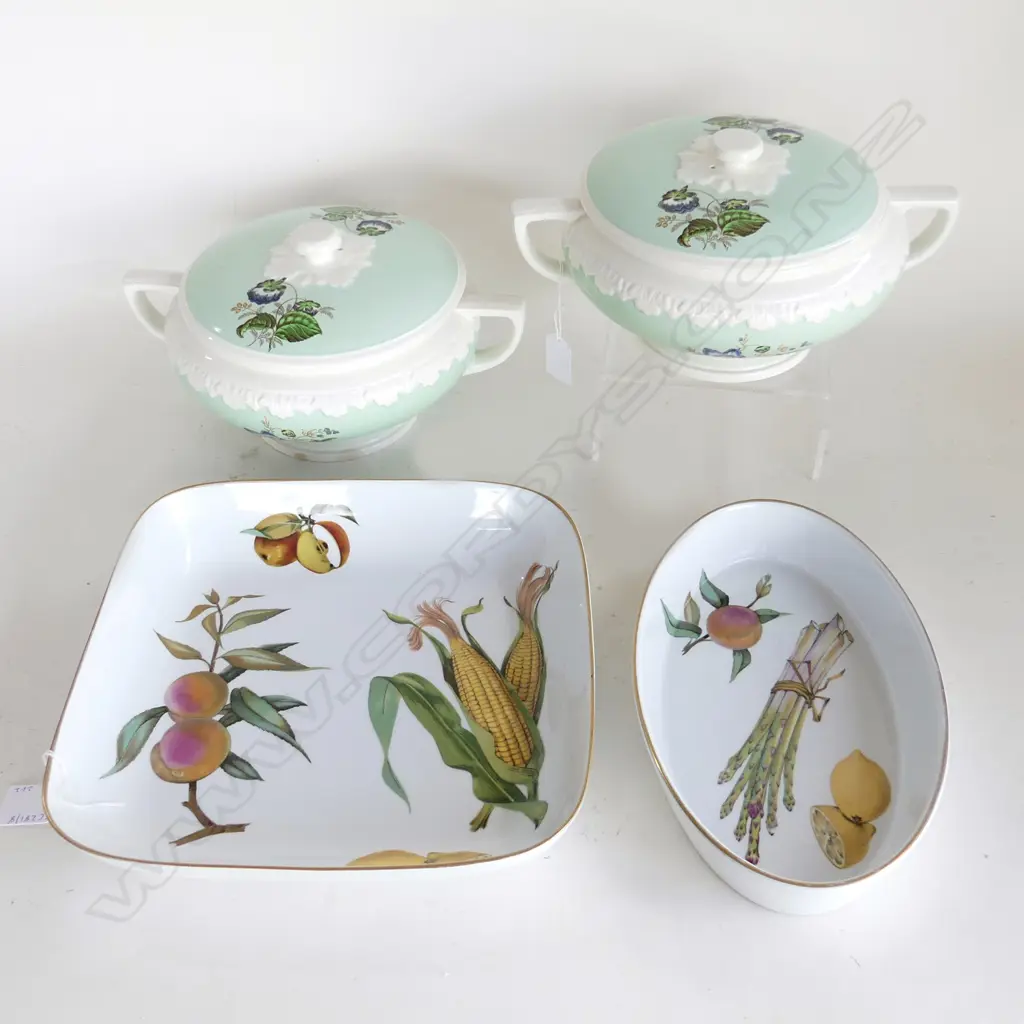 PR WEDGWOOD CORINTHIAN PAT LIDDED TURREENS DIA280MM 7 2 EVERSHAM WORCESTER DISHES 1 OVAL 1 SQUARE DIA270MM Image 1++