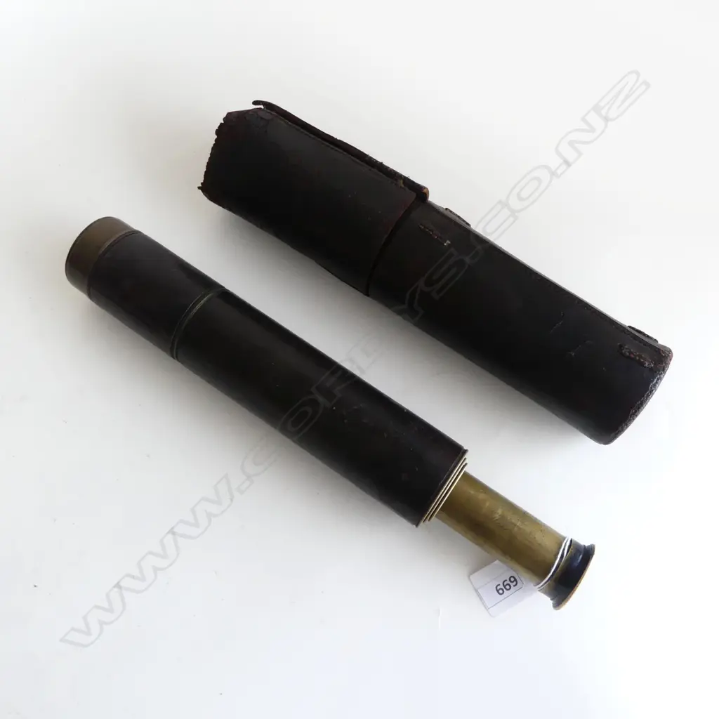 VICTORIAN 3 DRAW 'THE LORD BURY TELESCOPE', J. H. STEWART Ltd. STRAND LONDON, IN LEATHER CASE Image 1++