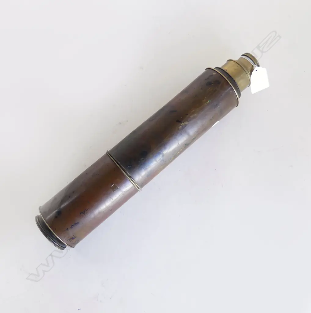 LATE VICTORIAN BRASS TELESCOPE; two draw, L.330MM Image 1++
