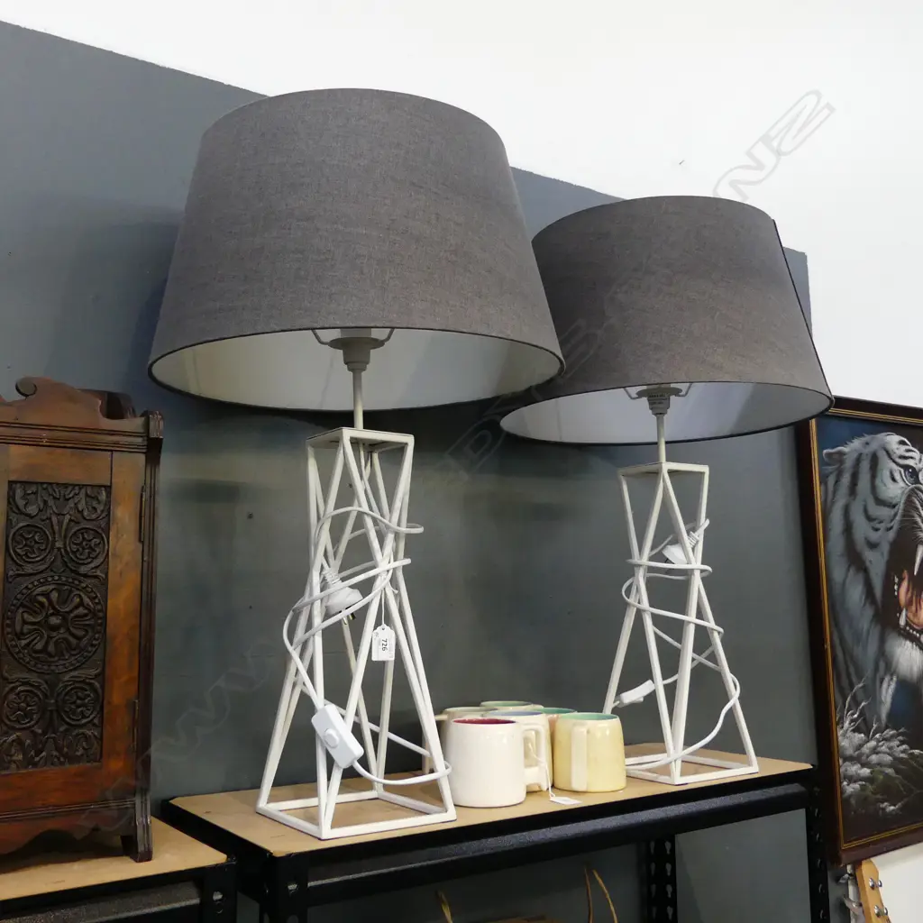 PR MODERN LAMPS, WHITE METAL BASES H.740mm Image 1++