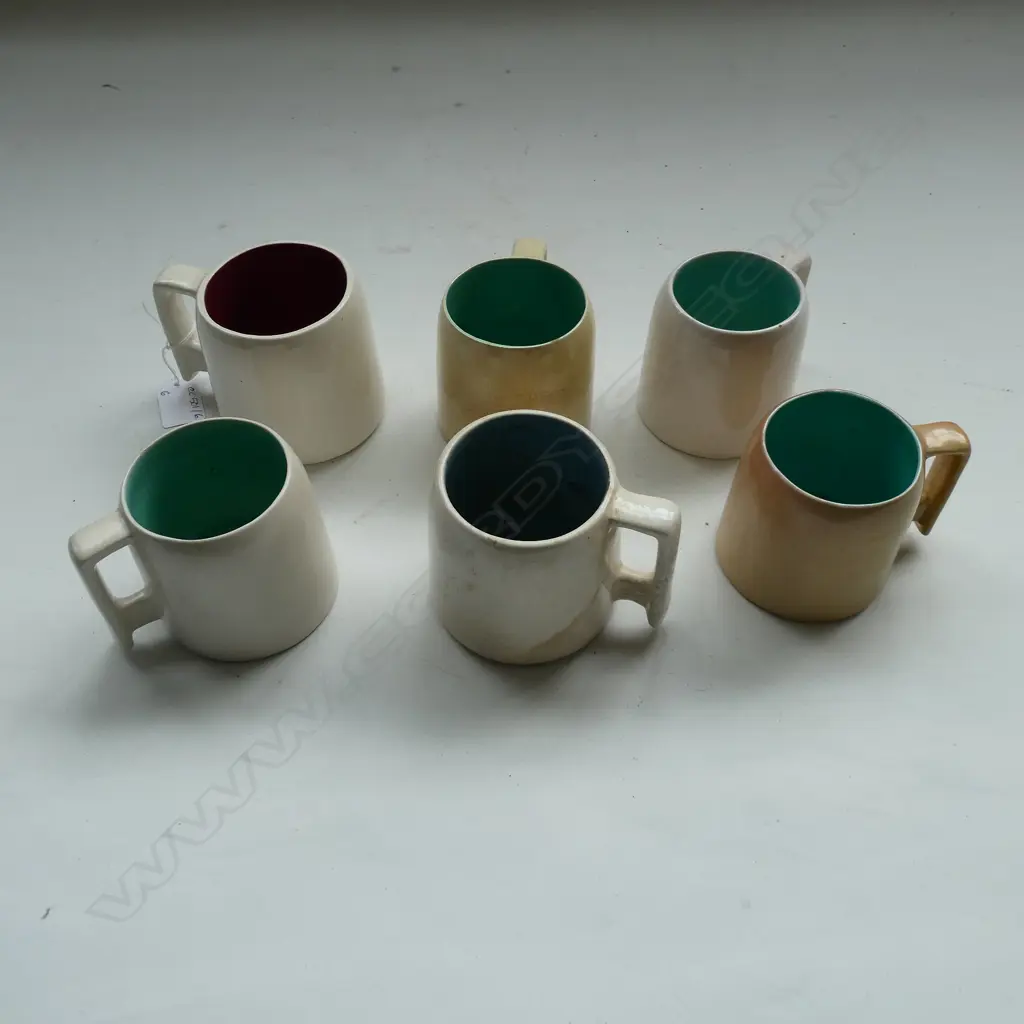 6 O. C. STEPHENS DECO MUGS, ALL MARKED VERSO H.90mm Image 1++