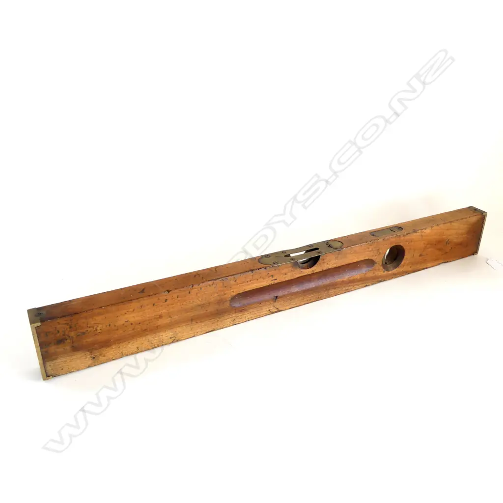 VINTAGE WOOD & BRASS BUILDER'S LEVEL. L.720 x 80 x 350mm Image 1++