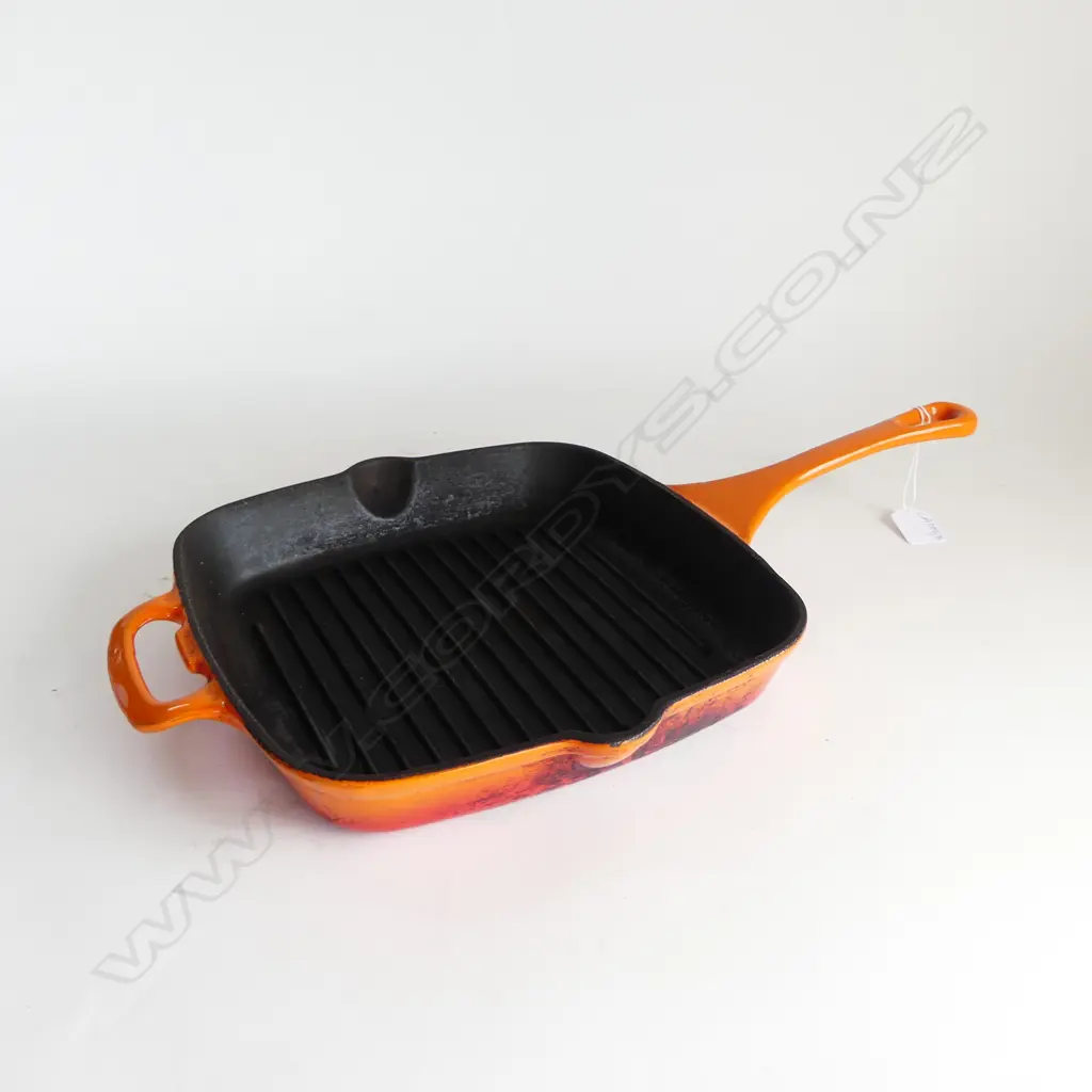 ORANGE ENAMELLED CAST IRON GRILL PAN L.500mm Image 1++