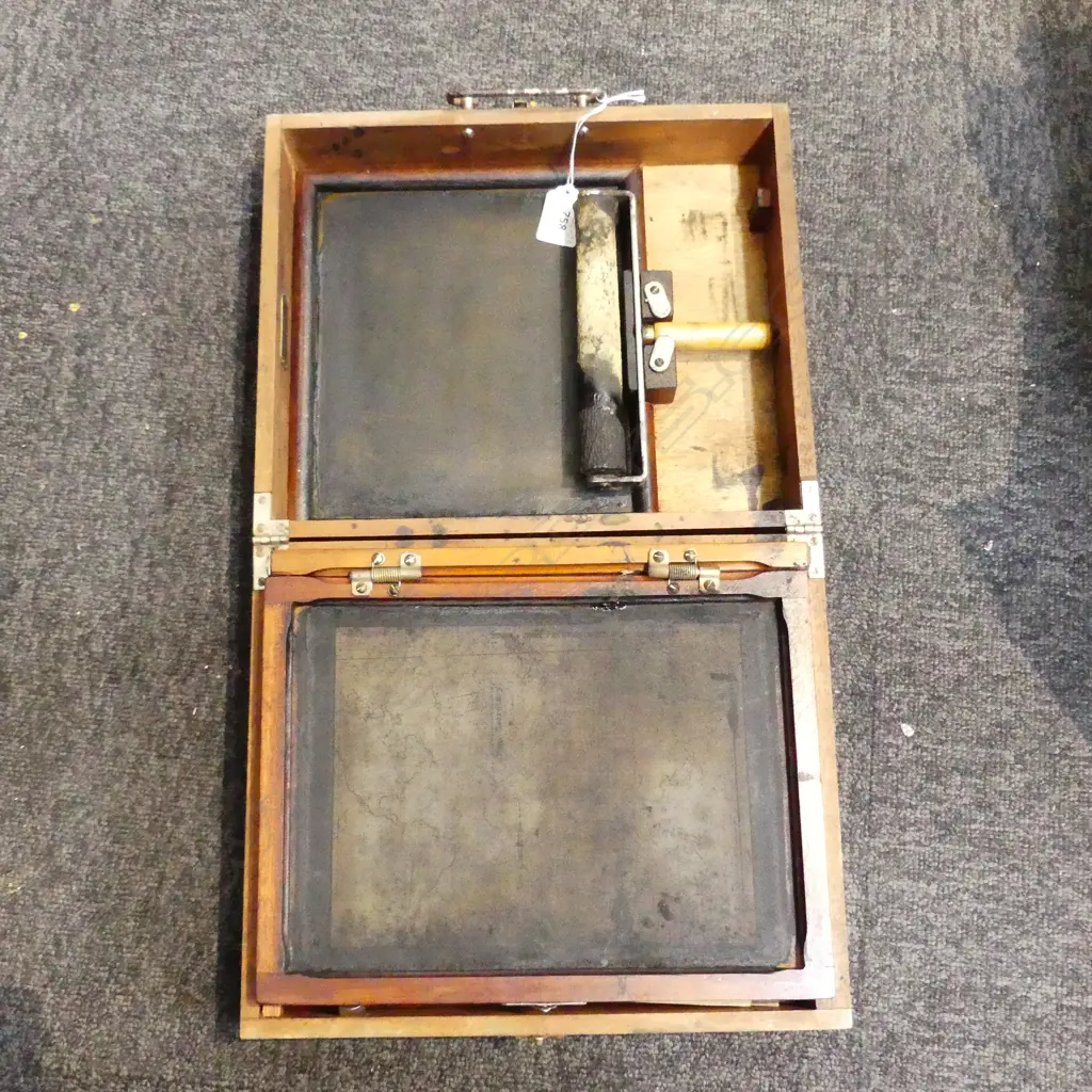 MODEL #1 ELLAMS “BANTAM”DUPLICATOR COMPLETE w. STENCILS & DOCUMENTS W.305mm Image 1++