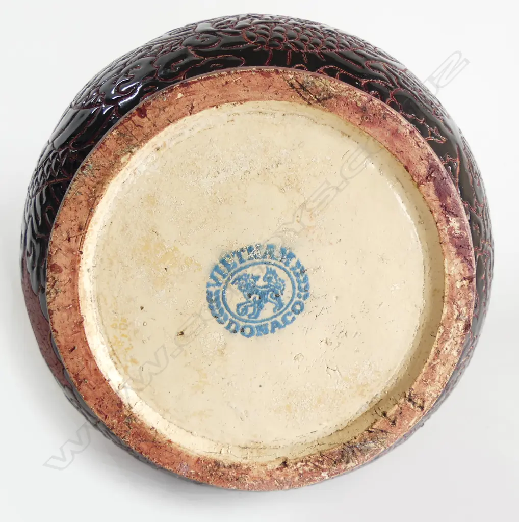 VIETNAMESE CERAMIC VASE w. BLACK DRAGON DECORATION H.300mm Image 1++
