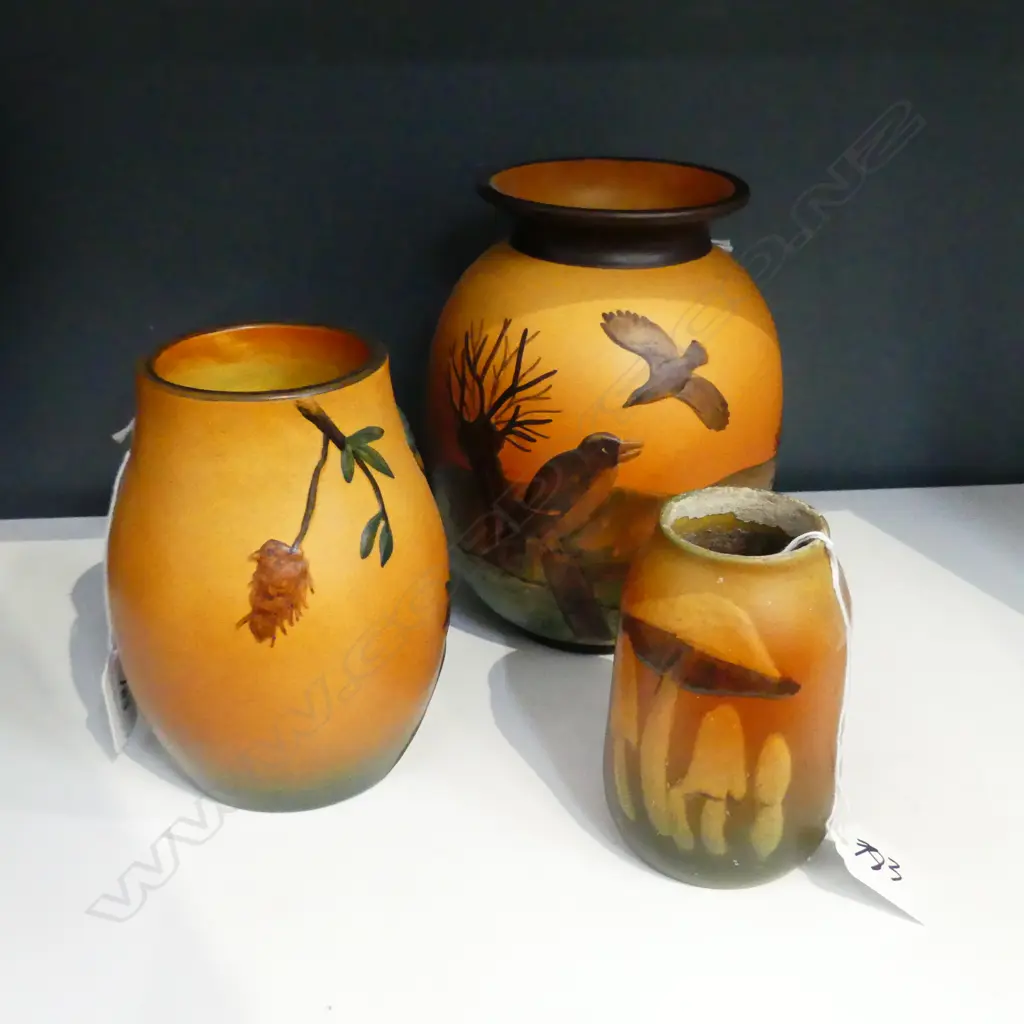 3 PCS DANISH STUDIO POTTERY BIRD & MUSHROOM PATS H170MM TALLEST Image 1++