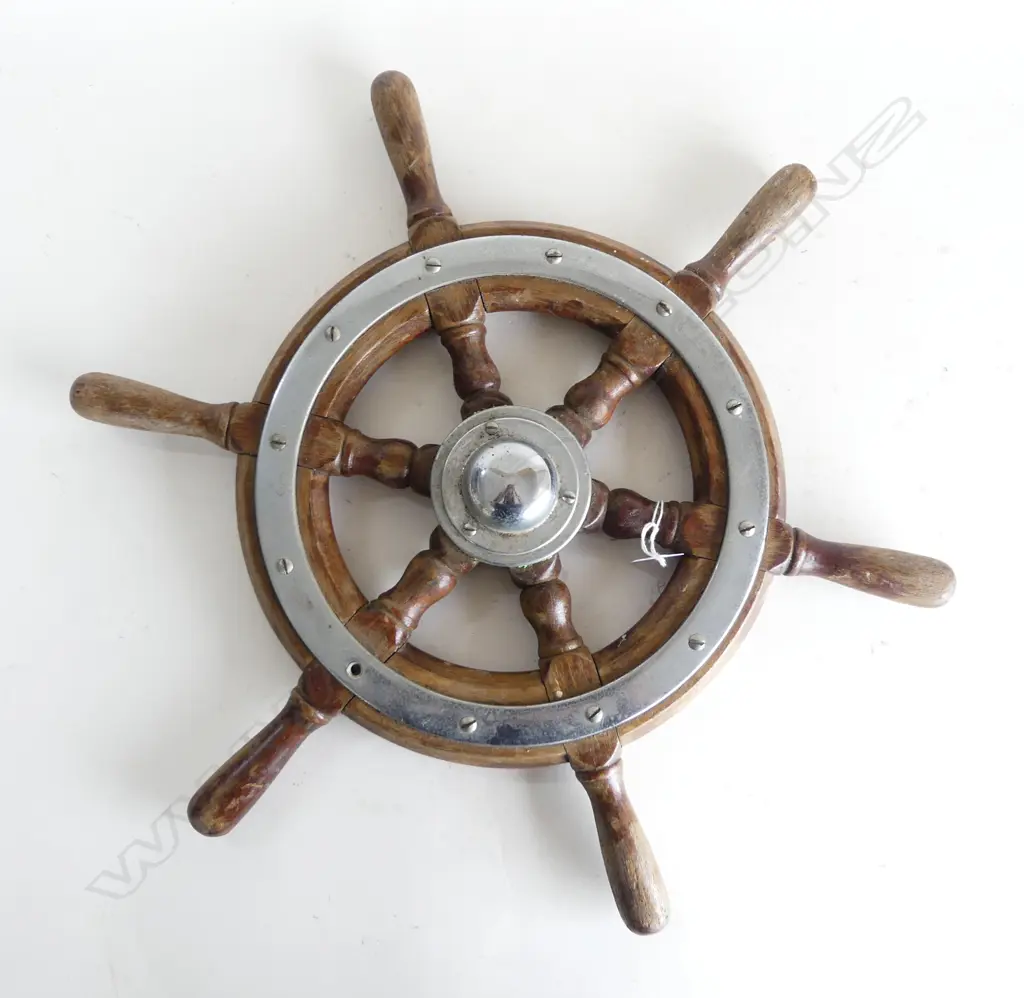 VINTAGE WOODEN SHIPS WHEEL W.450mm Image 1++