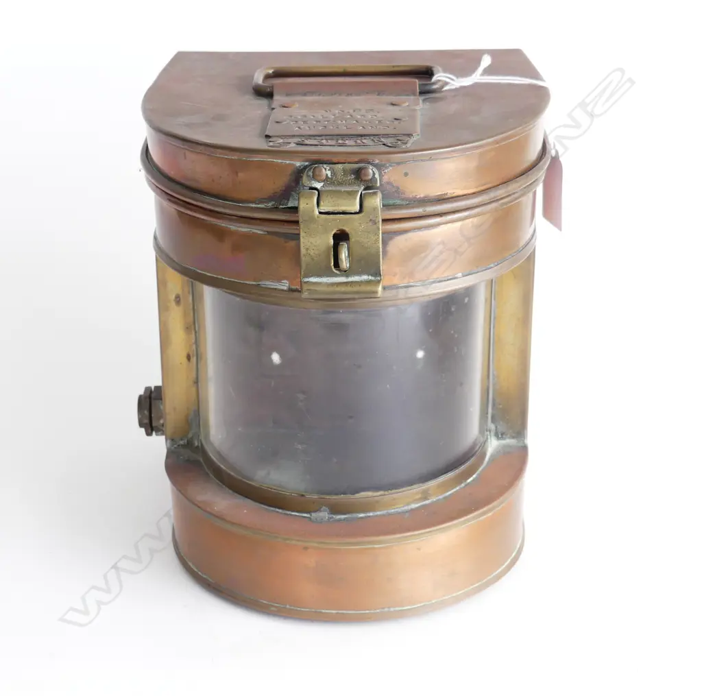 VINTAGE COPPER SHIPS LANTERN 'NO.86. G.GILLARD. CERT.MAKER AUCKLAND' H.200mm Image 1++