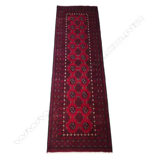HAND KNOTTED WOOL PILE TURKMAN RUNNER, 2900 x 840mm