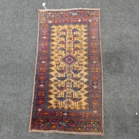 HAND KNOTTED ALL WOOL RUG, 1330x700mm