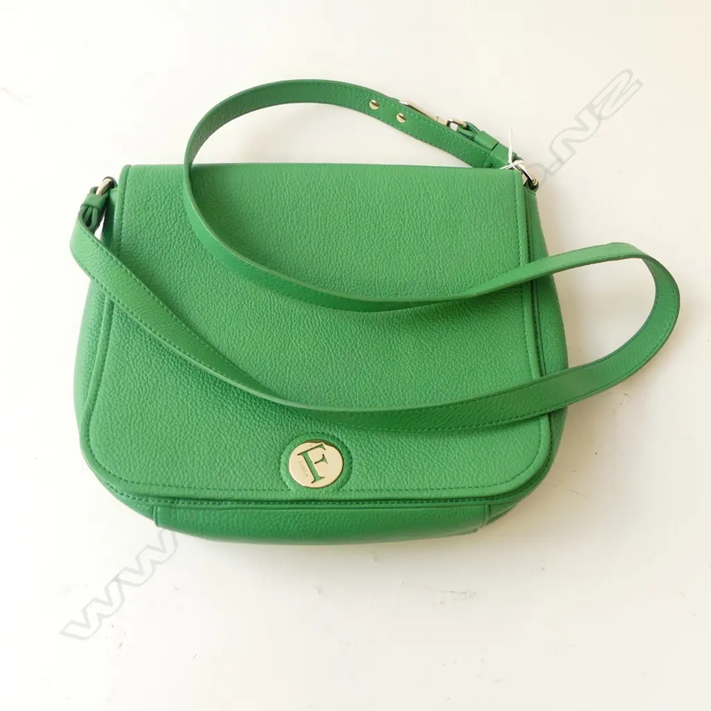 FURLA GREEN LEATHER HANDBAG W.280mm Image 1++