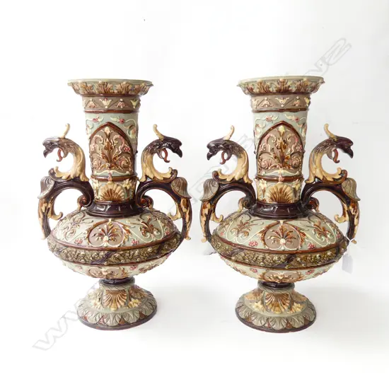 PR LATE 19th / EARLY 20thC CERAMIC VASES, REPAIRS H.450mm