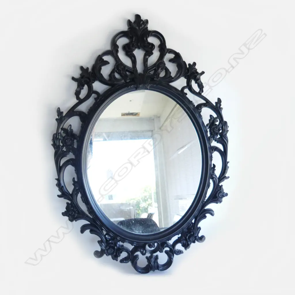 ORNATE BLACK PLASTIC MIRROR 845x590mm Image 1++