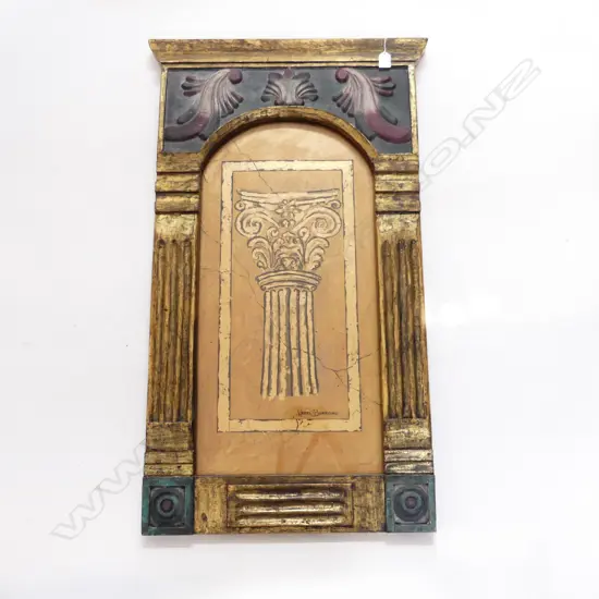 KAREL BURROWS 'Roman Relics III' Original Artwork Artwork in gilded architectural frame signed& entitled to reverse 980