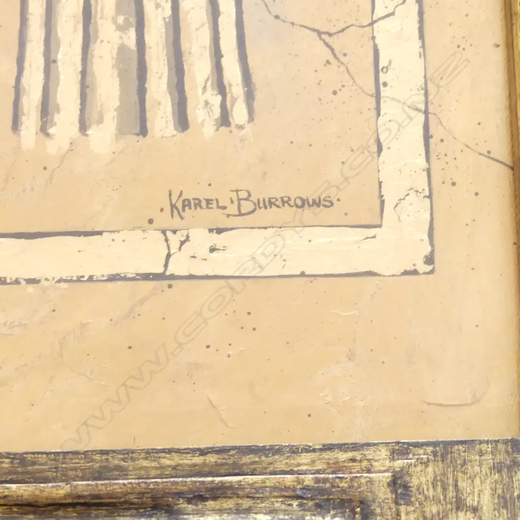 KAREL BURROWS 'Roman Relics IV' Original Artwork in gilded architectural frame signed& entitled to reverse 980 x 530 mm Image 1++