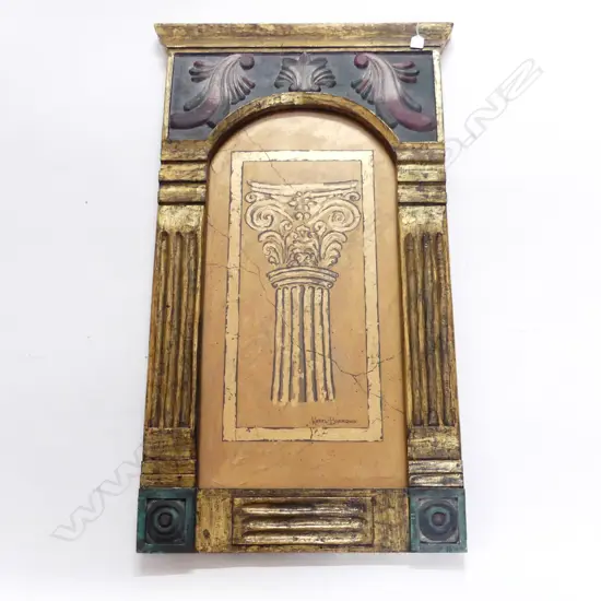 KAREL BURROWS 'Roman Relics IV' Original Artwork in gilded architectural frame signed& entitled to reverse 980 x 530 mm