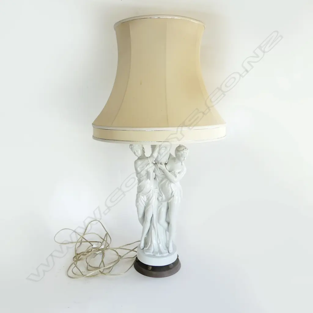 LG TABLE LAMP; BASE 2 WHITE CERAMIC CLASSICAL FIGURES H.850mm  Image 1++