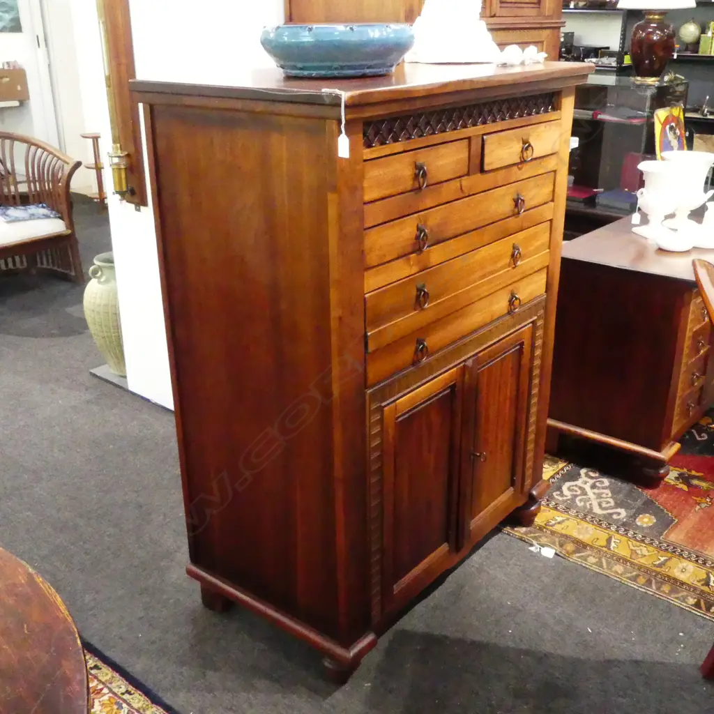 STAINED PINE CABINET 940x540x1265mm 1 foot req. attention Image 1++