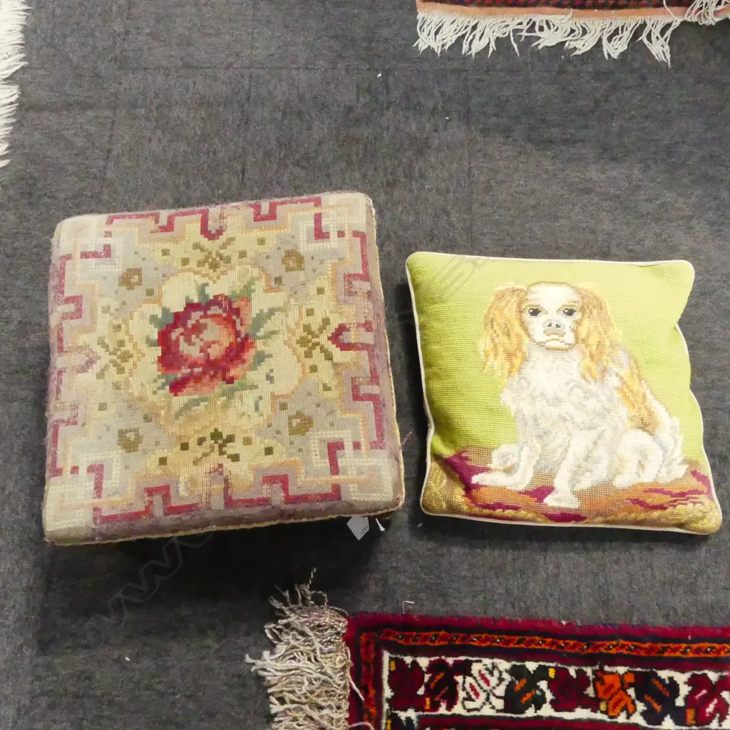 NEEDLEWORK CUSHION & FOOTSTOOL 350x350mm Image 1++