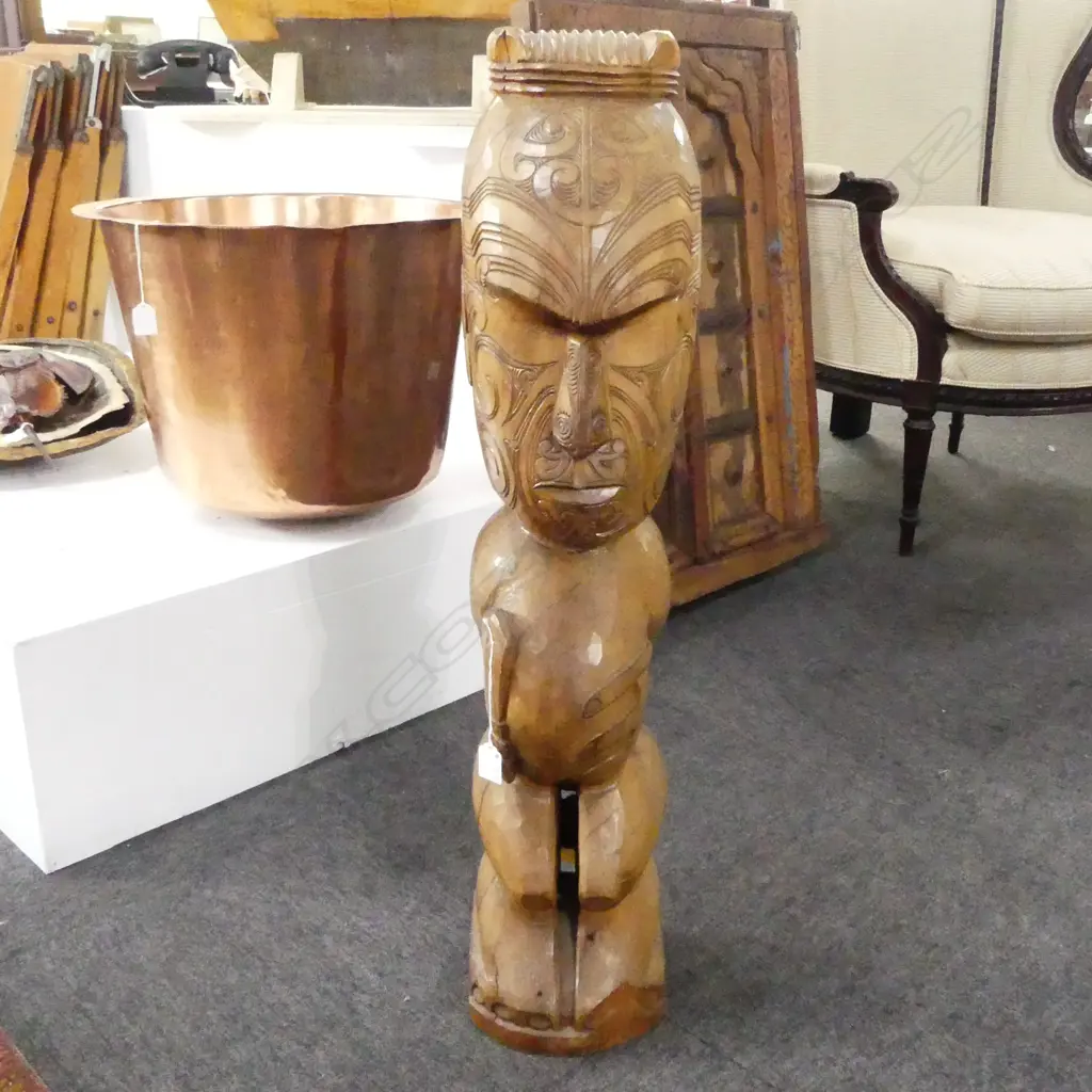 LARGE CARVED TEKOTEKO; Bottom back left damaged w. piece  for restoration, H.880mm Image 1++