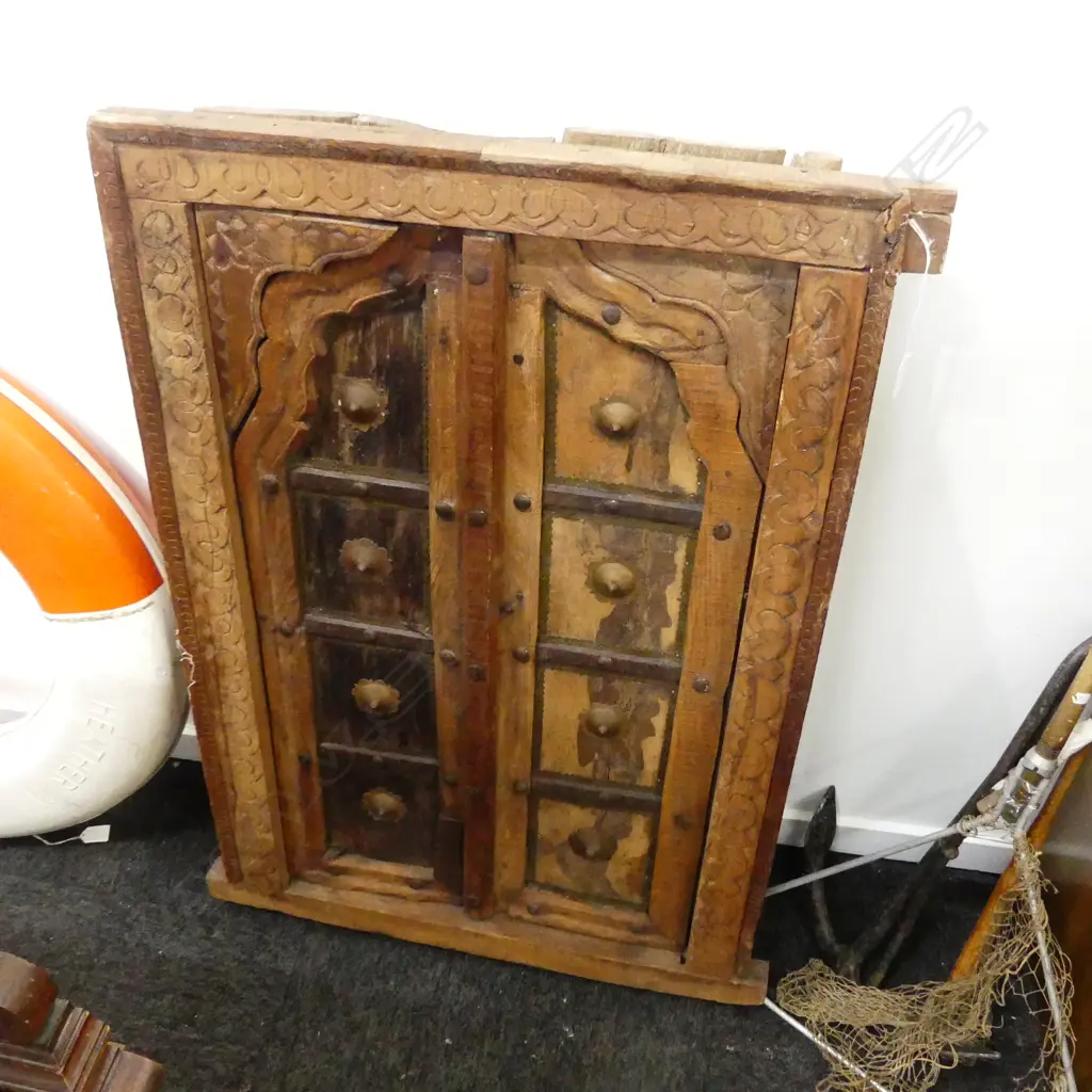 CARVED WOOD RAJASTHAN WINDOW SHUTTERS 660x70x960mm Image 1++