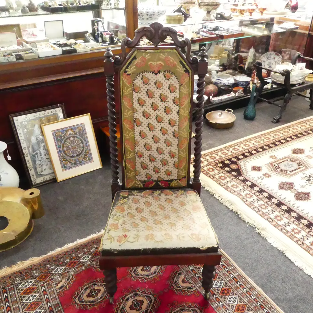 VICTORIAN MAHOGANY HIGH BACK CHAIR H.1230mm Image 1++