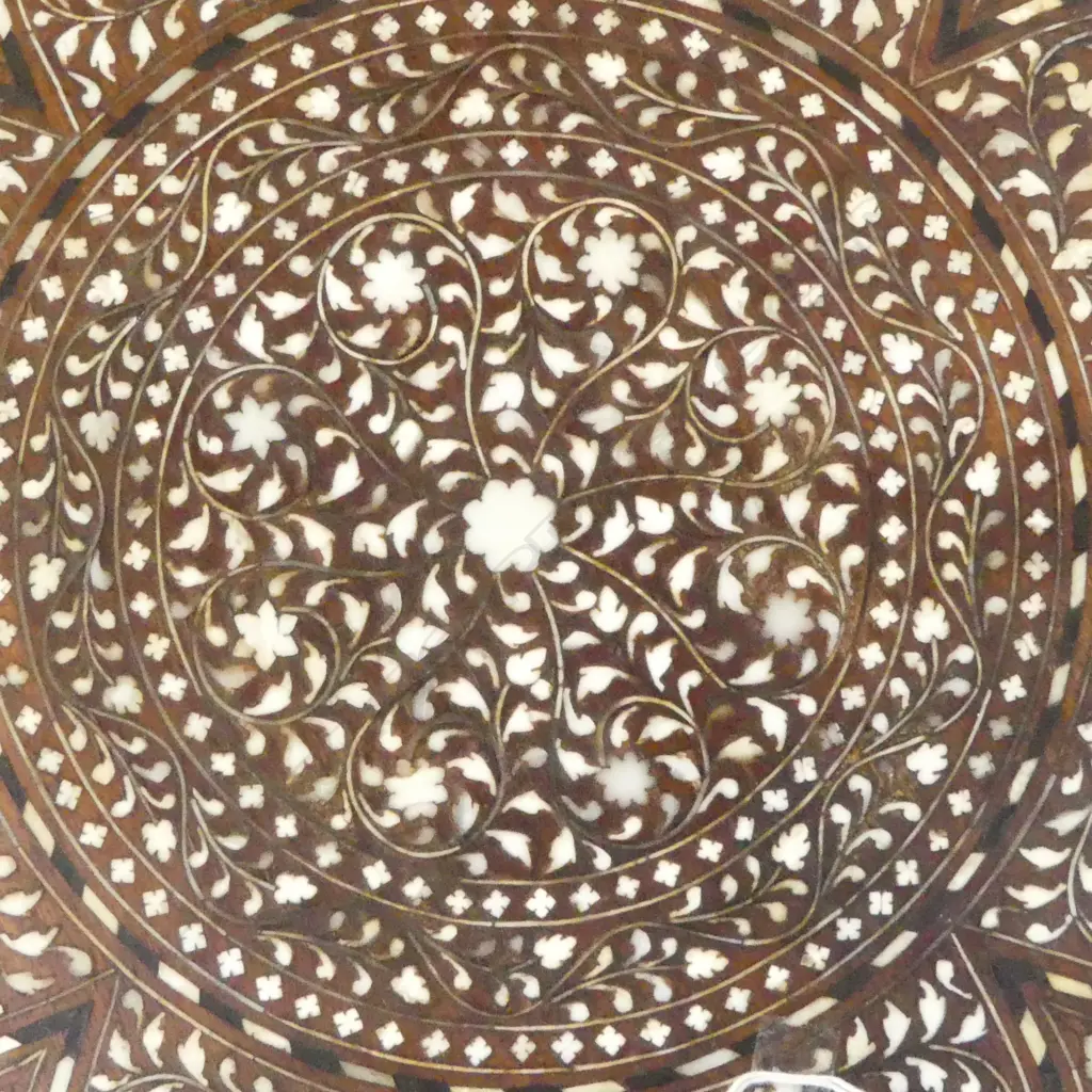 LATE 19th / EARLY 20thC  ANGLO INDIAN HOSHIARPUR TABLE, BONE INLAY H.630mm, 610mm dia Image 1++