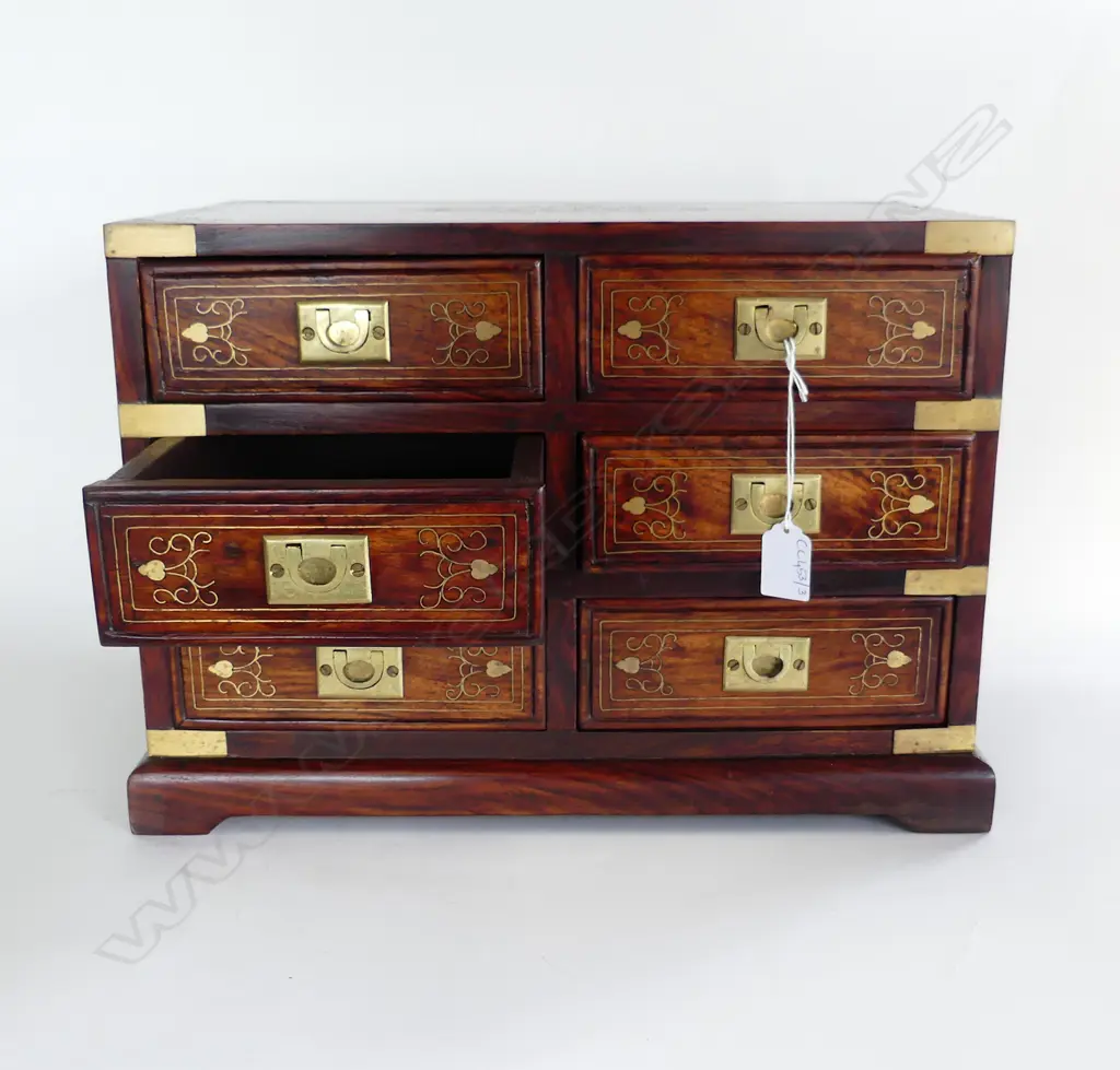 INLAID 6 DRAWER WOODEN CHEST (DRAWERS STUCK) 425x275x295mm Image 1++