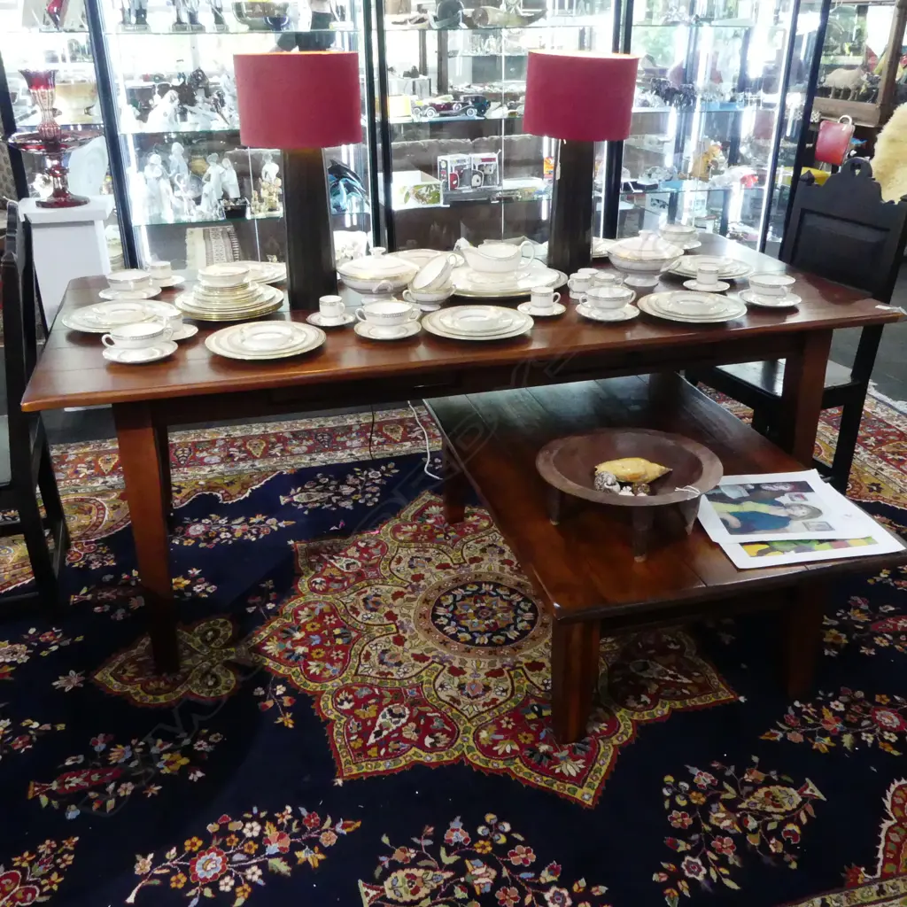 WOODEN DINING TABLE w. 2 DRAWS Image 1++
