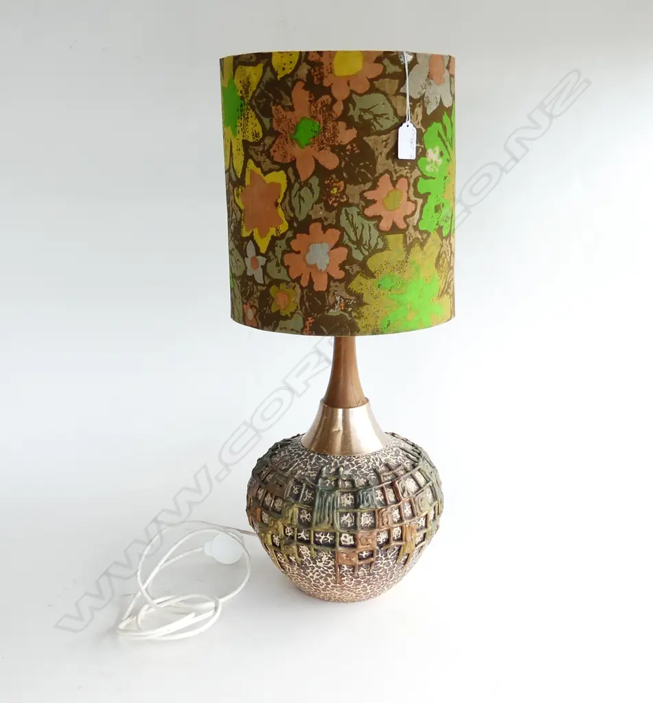 *RTV* 1970's CERAMIC BRUTALIST LAMP BASE with shade H.620mm Image 1++