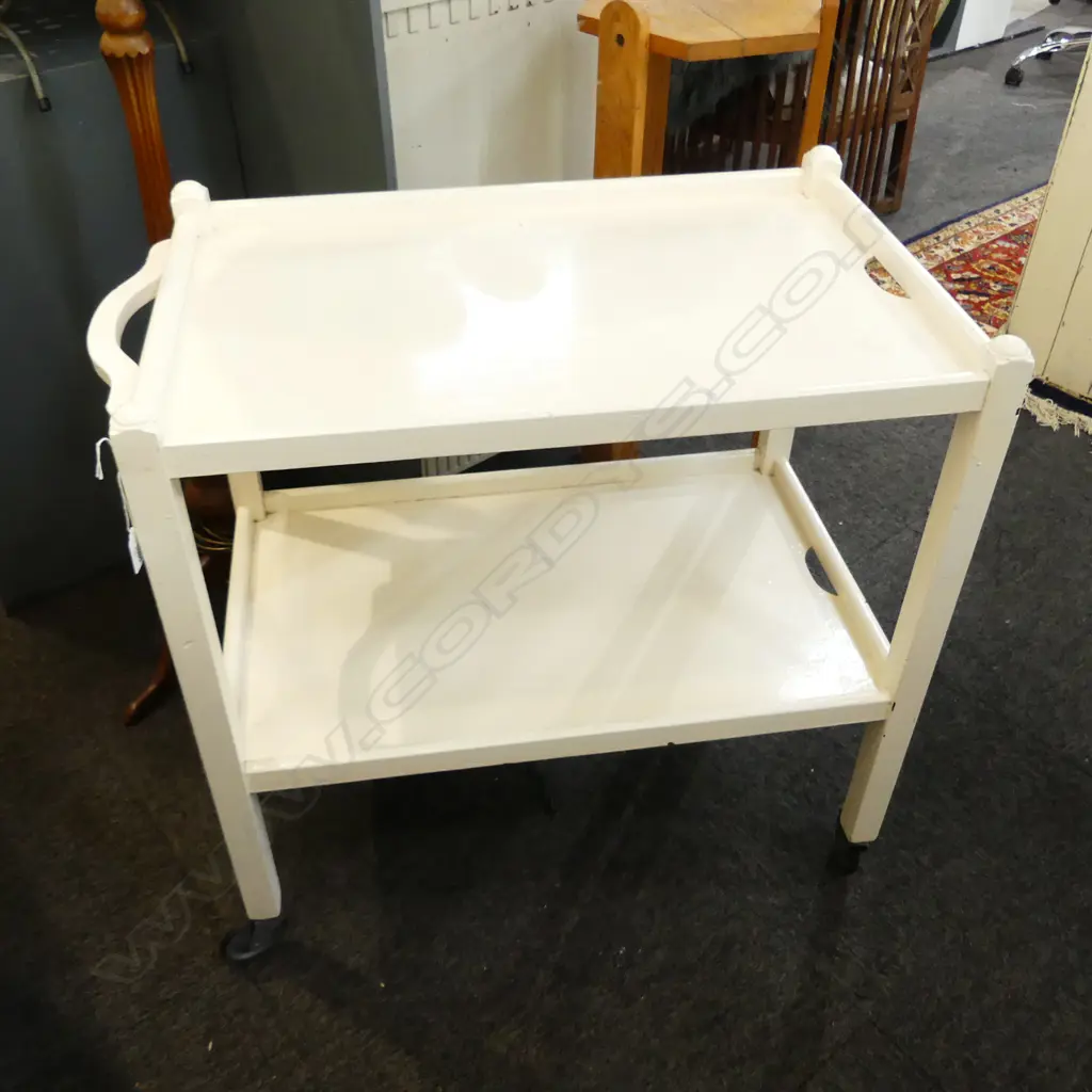 WHITE PAINTED TEA TROLLEY 750x460x730mm Image 1++