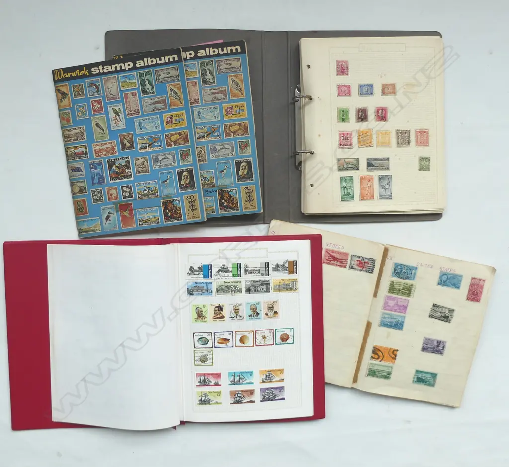 COLLECTION OF 5 VINTAGE STAMP ALBUMS Image 1++