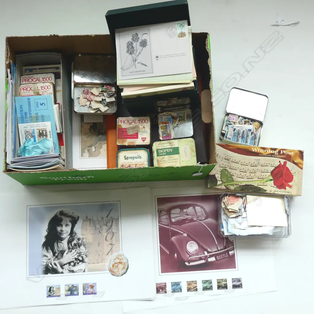 COLLECTION OF LOOSE STAMPS TINS OF STAMPS ETC Image 1++