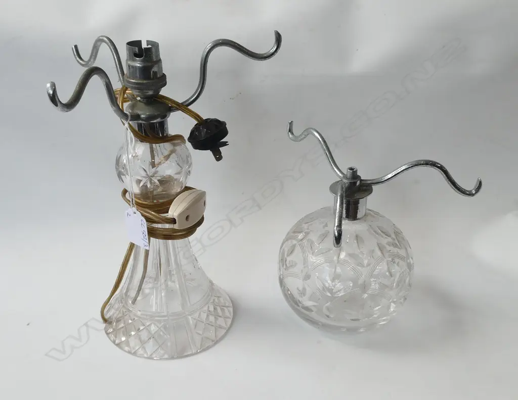 2 VINTAGE CRYSTAL LAMP BASES H.260mm Image 1++