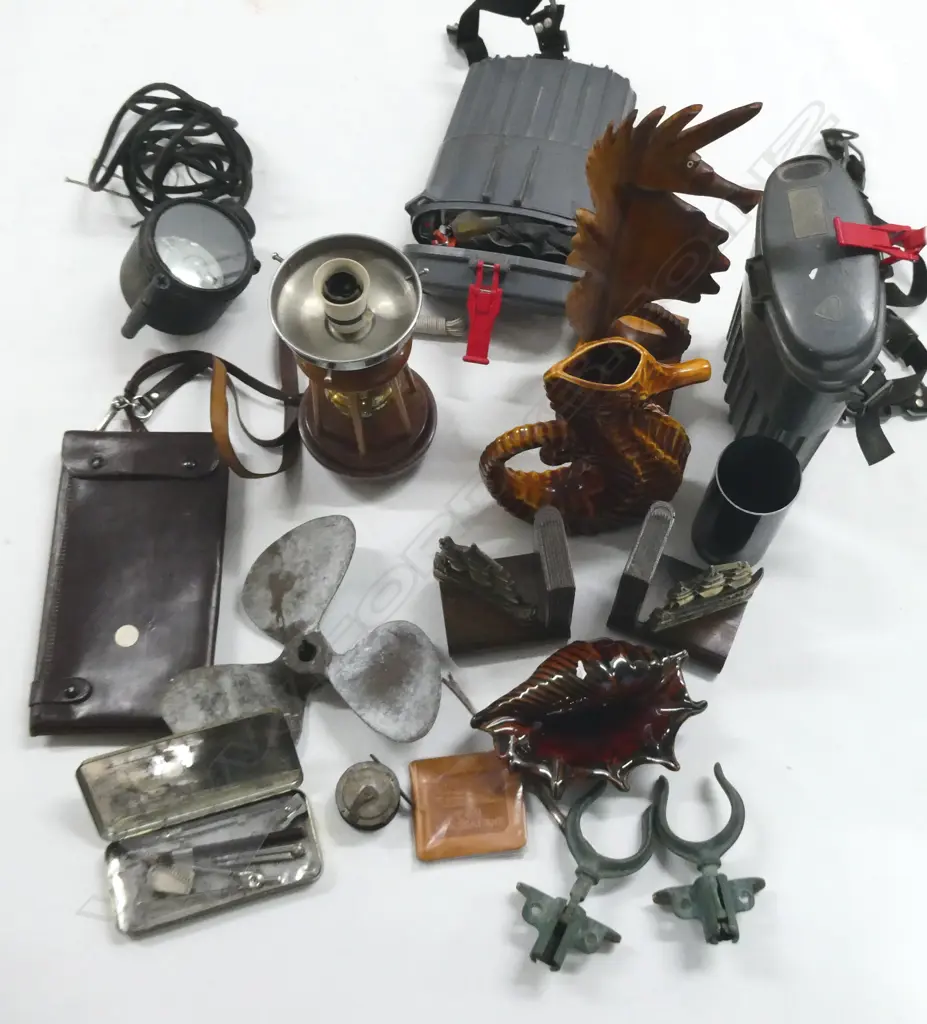 ASST. ITEMS INCL. 2 OXY-SRO OXYGEL SELF RESCUERS, NATICAL LAMP, SEAHORSES ETC Image 1++