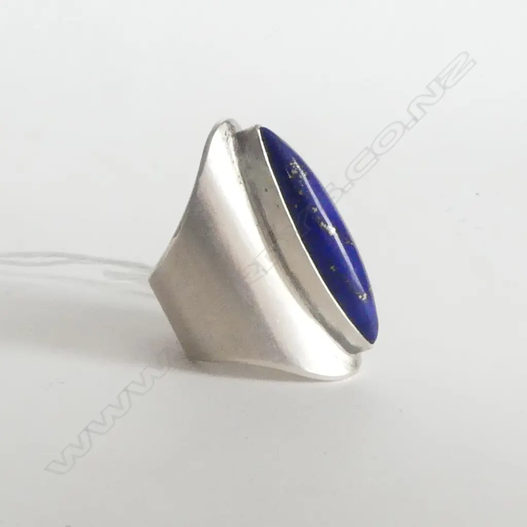 STG SILVER LAPIS LAZULI RING; 13.16 grams  SIZE P/Q Image 1++