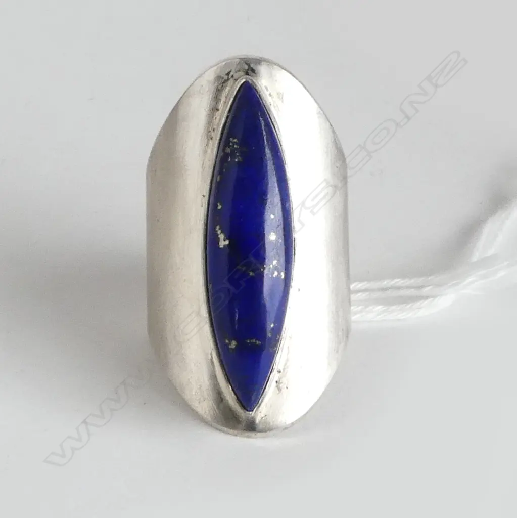 STG SILVER LAPIS LAZULI RING; 13.16 grams  SIZE P/Q Image 1++