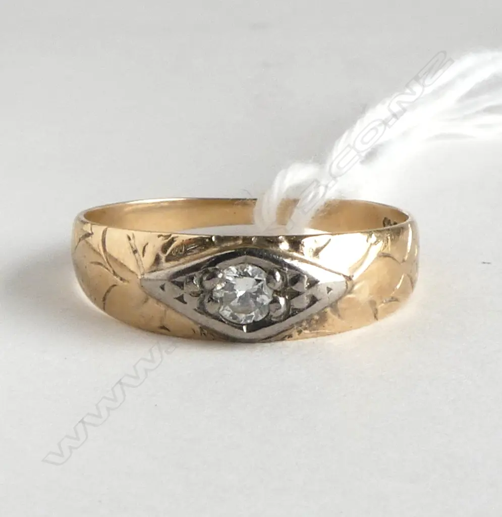 14ct DIAMOND SOLITAIRE GYPSY TYPE RING 1.6gms SIZE J Image 1++