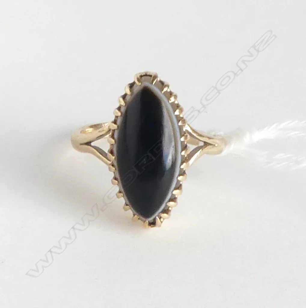 early 20thC LOZENGE BANDED AGATE CORONET CLAW MOUNT RING 2.26gms SIZE H Image 1++