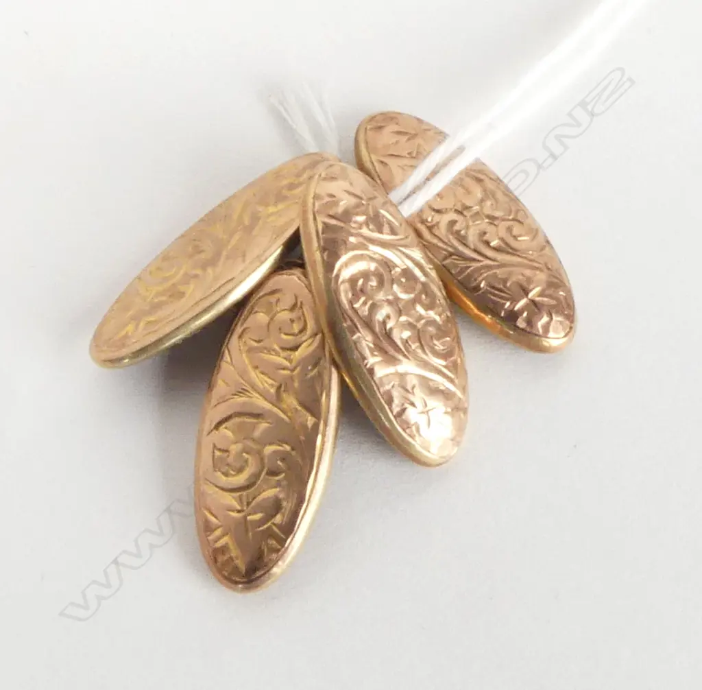 pr 9ct rose GOLD EDWARDIAN CUFF LINKS scroll engraved 3gms Image 1++