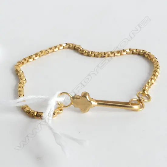 22ct YELLOW GOLD BRACELET long loop clasp 3gms