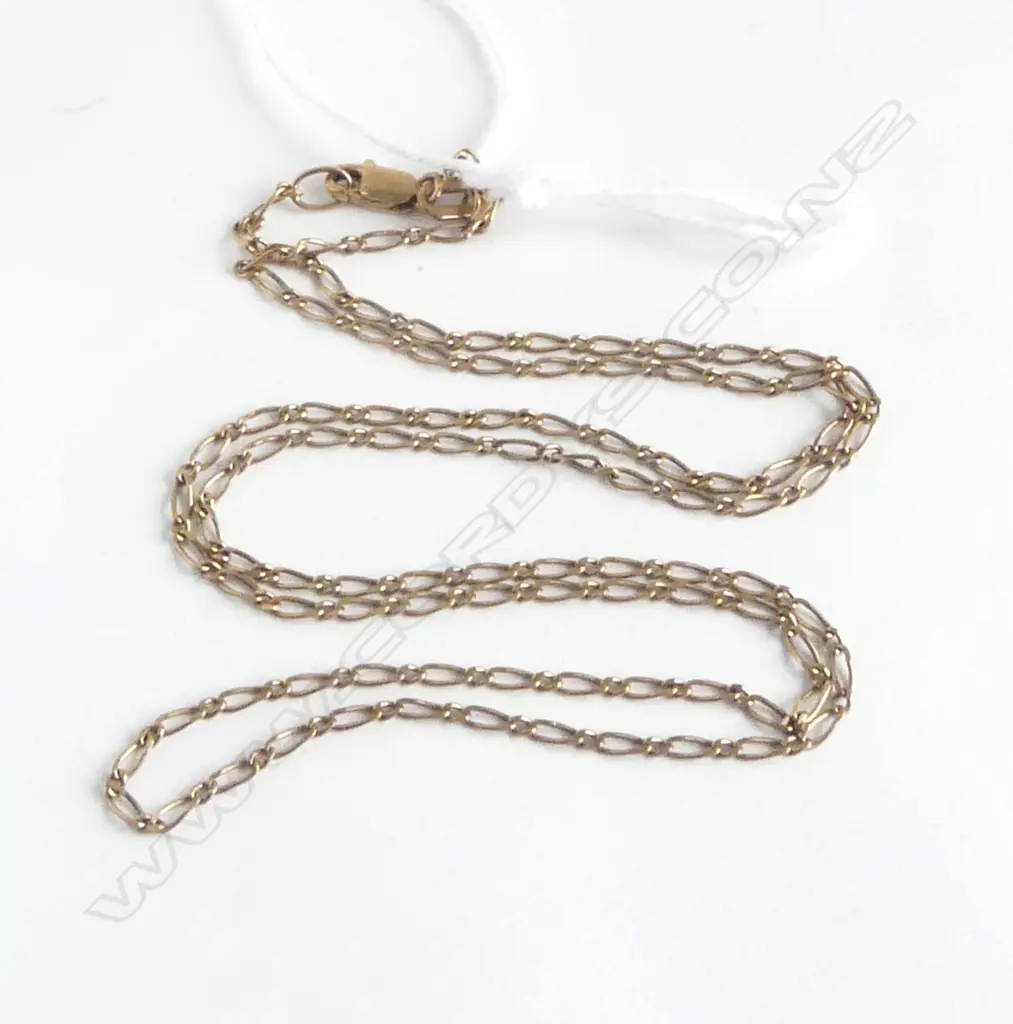 9ct yellow GOLD FINE LINK NECK CHAIN L.465mm. 2gms Image 1++