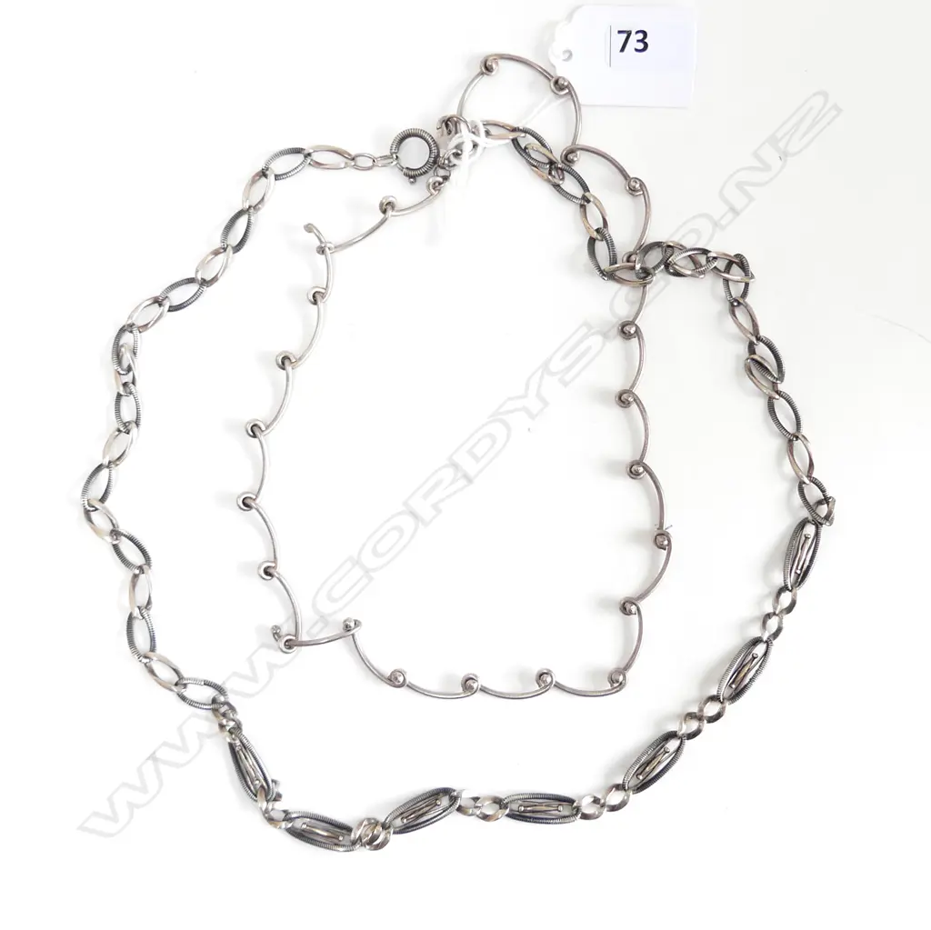 2 VINTAGE SILVER NECKLACES L's: 600 & 400mm Image 1++
